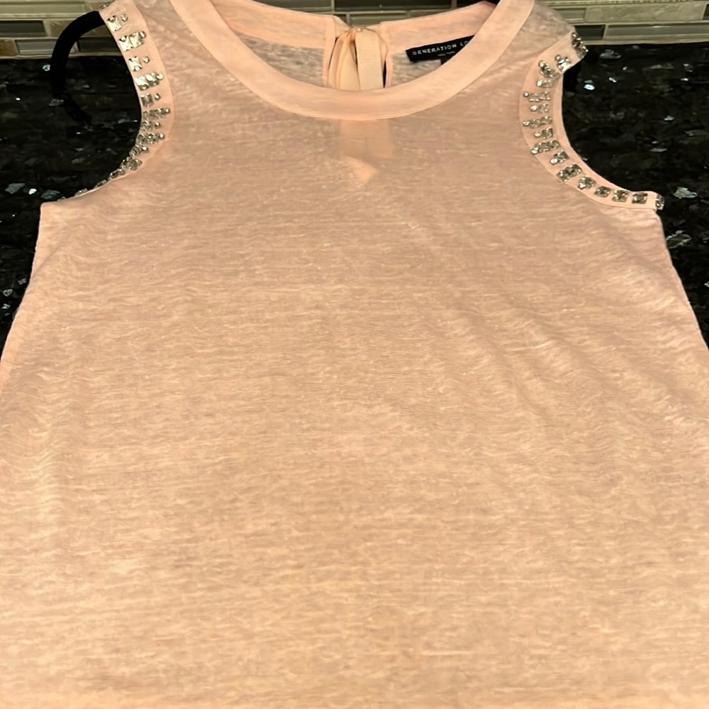 Generation love sleeveless studded linen top.